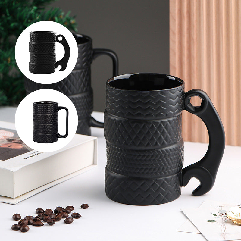Ceramic Mug with Tire Motif
