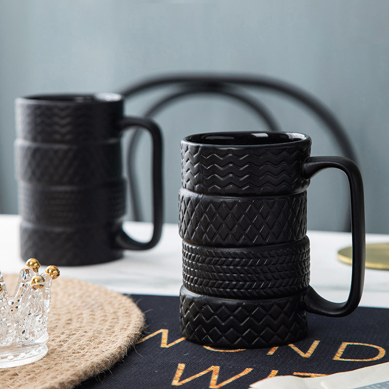 Ceramic Mug with Tire Motif