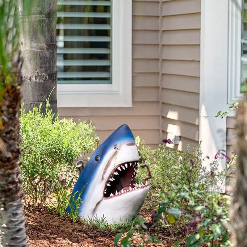 Shark-Shaped Garden Art