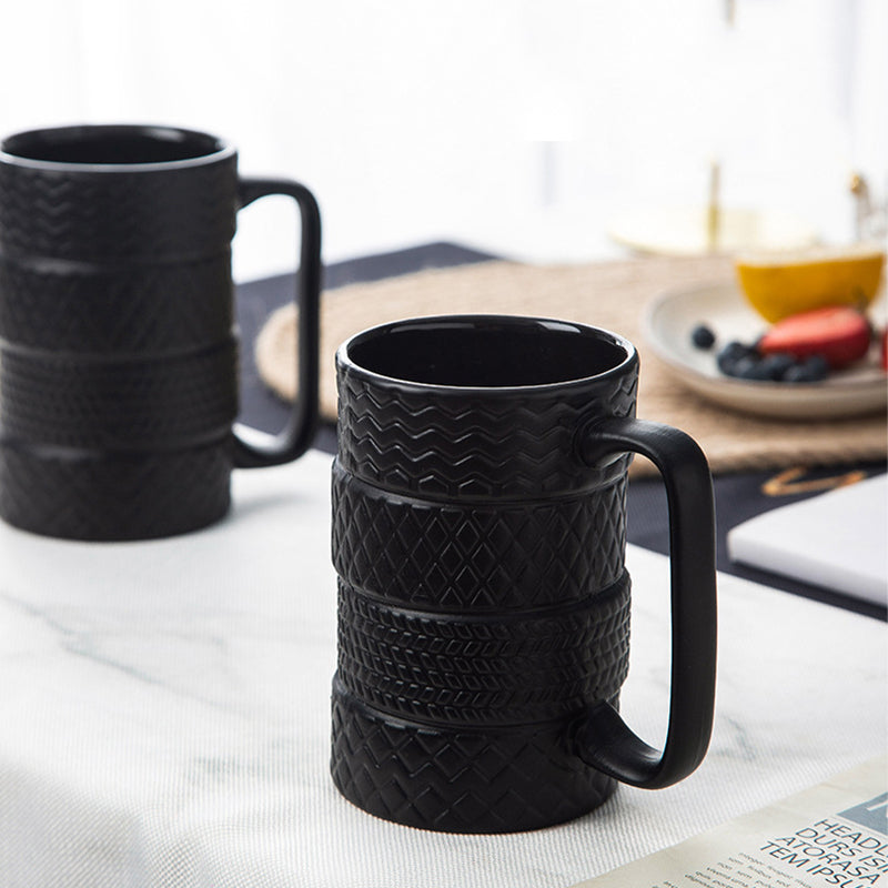 Ceramic Mug with Tire Motif