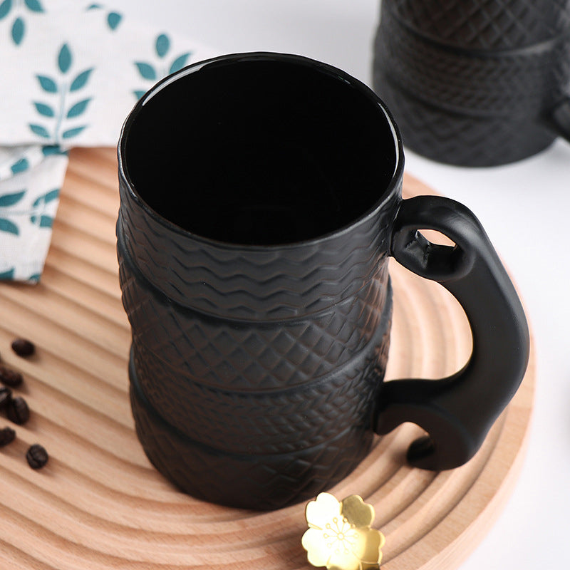 Ceramic Mug with Tire Motif