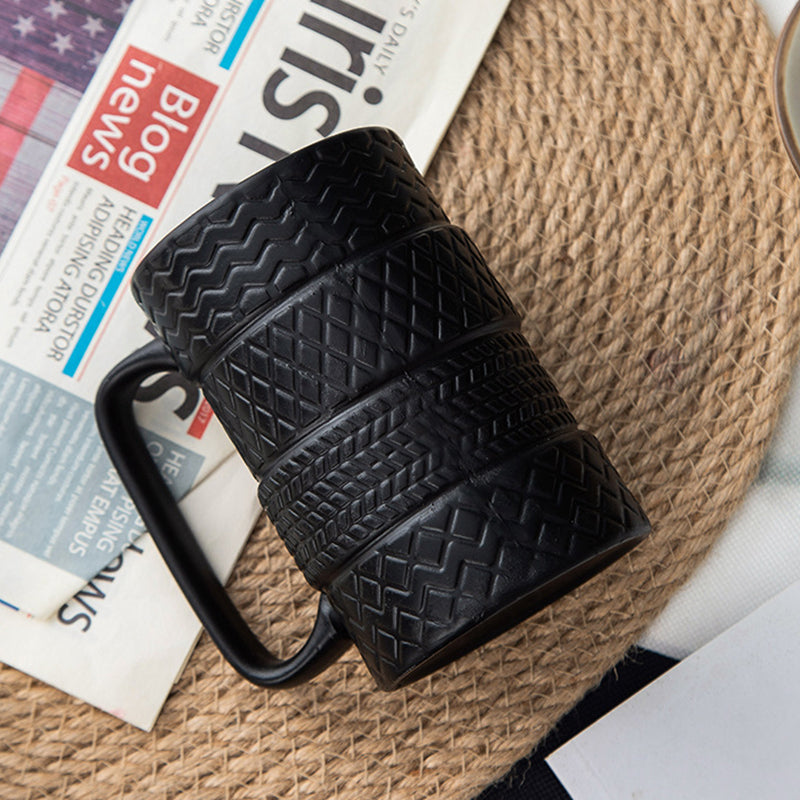 Ceramic Mug with Tire Motif