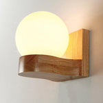 Scandinavian Wooden Wall Lamp with Glass Shade – 1 Light