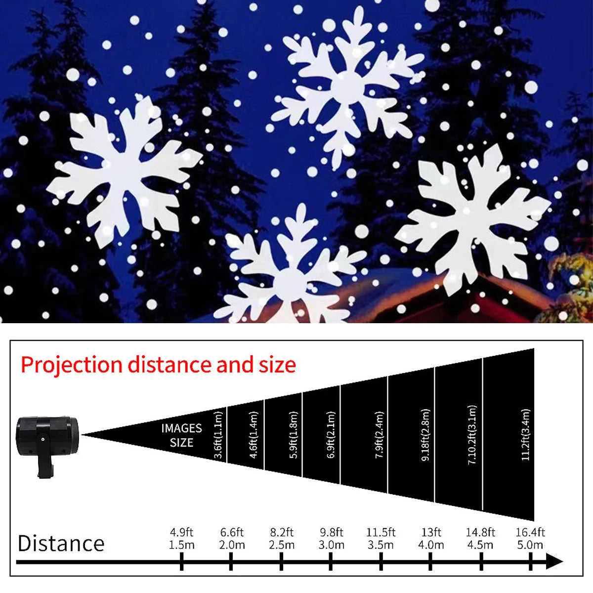 Schneeflocken-Zauber LED-Projektor | USB & Wetterfest