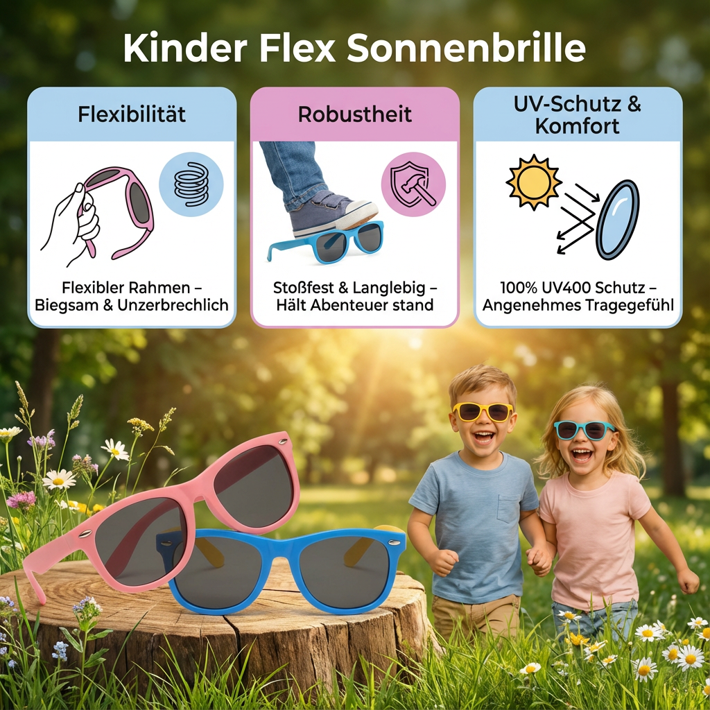 Flexible and sturdy frame for kids' sunglasses