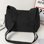 Nylon Shoulder Bag in Black – Urban Messenger Bag with Zipper for Everyday Use