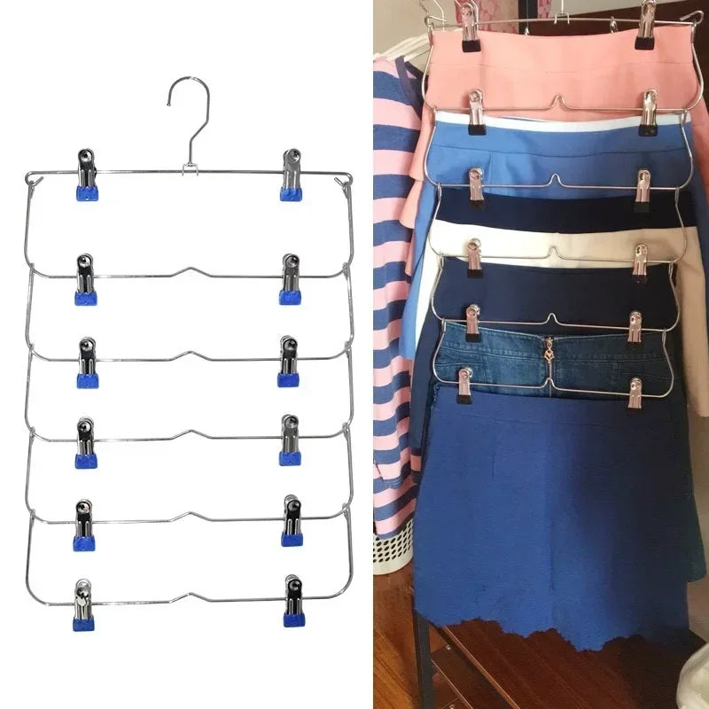 Platzsparender Hosenorganizer aus Edelstahl mit 12 Clips