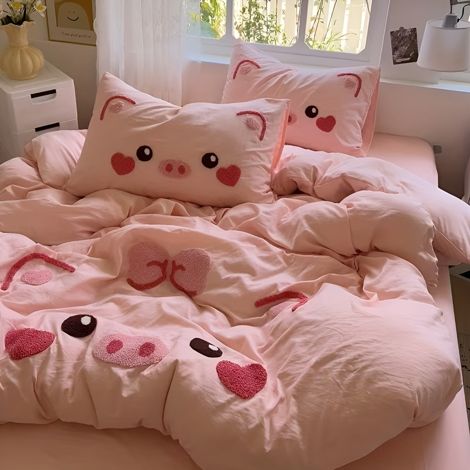 Duvet Cover Set with Cute Piglet Motif – Soft and Cozy | Ideal for Children's Rooms