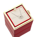 Jewelry Box with Eternal Rose and Heart Necklace – 14k White Gold & 18k Gold Finish