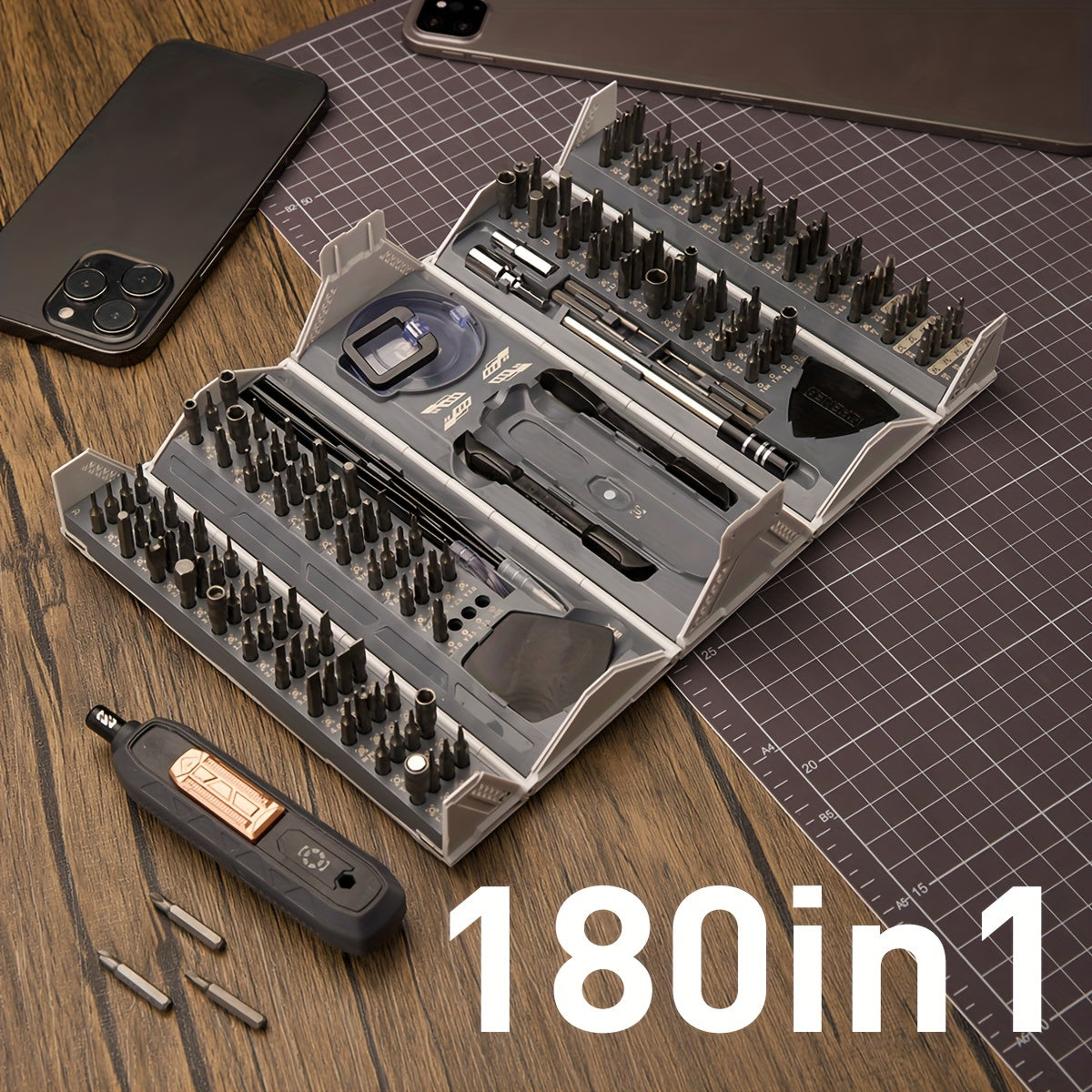 Präzisions-Werkzeugset mit 180 Bits | Vielseitiges Reparaturset für Heimwerker
