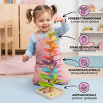 Wooden Tower with Rainbow Marbles in Montessori Style