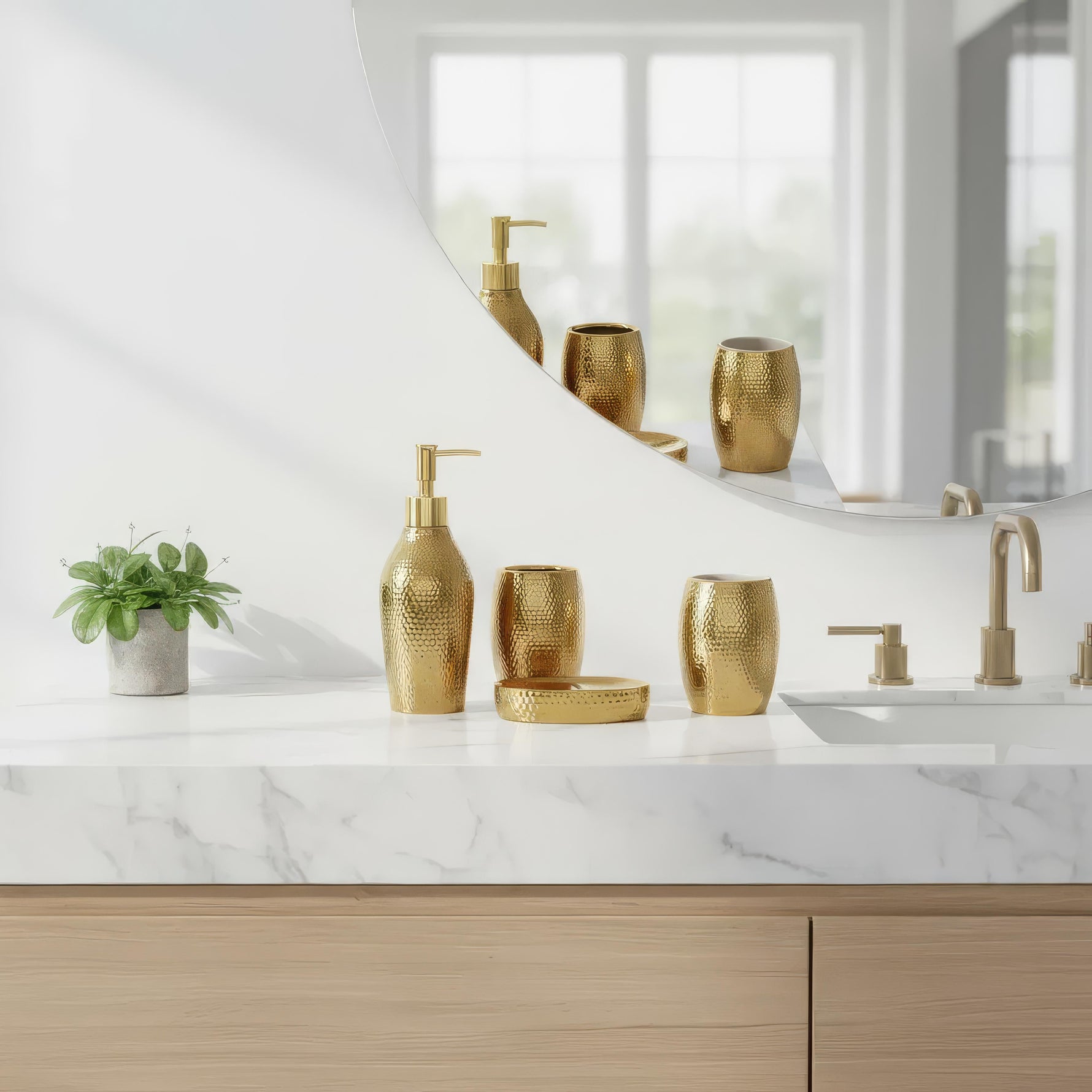 Stilvolles 5-teiliges Badezimmer-Accessoire-Set aus Keramik