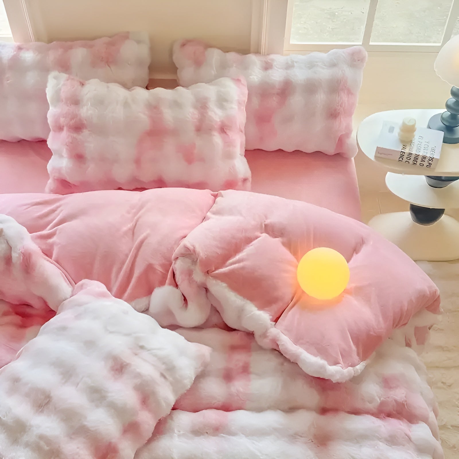 Cozy Plush Duvet Cover Set – Warm and Soft for Autumn & Winter | Reversible Design in Rabbit Fur & Milk Velour