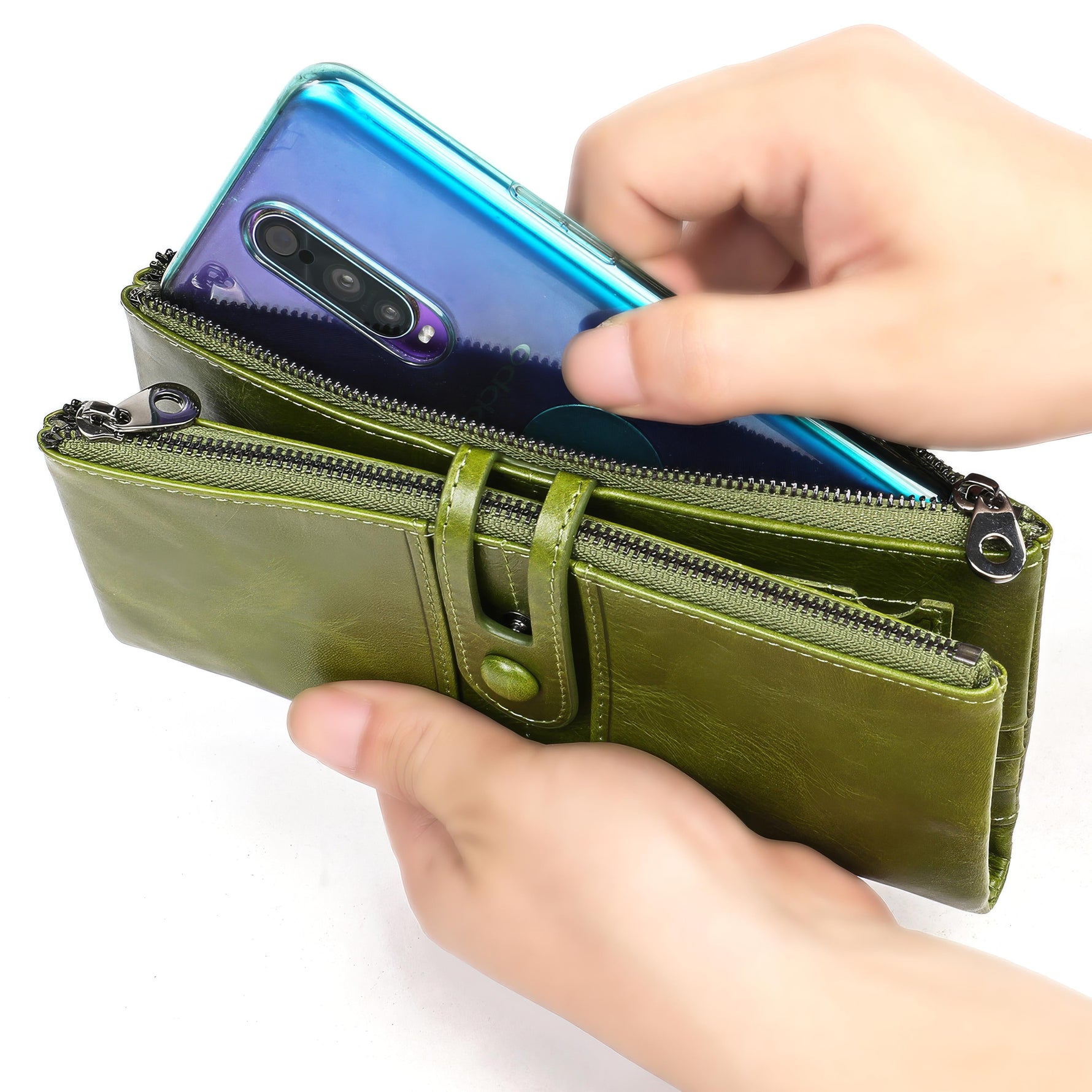 Stilvolle Damenbörse aus echtem Leder mit RFID-Schutz