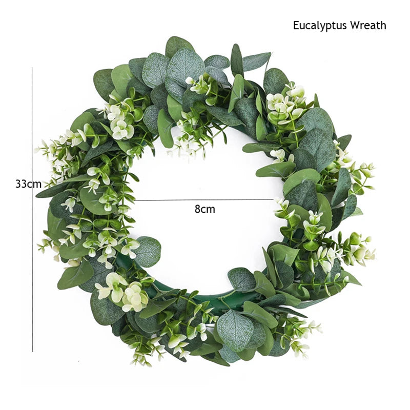 Eucalyptus Bliss | Handgefertigter Eukalyptuskranz mit Blumen | Perfekte Dekoration für jeden Anlass