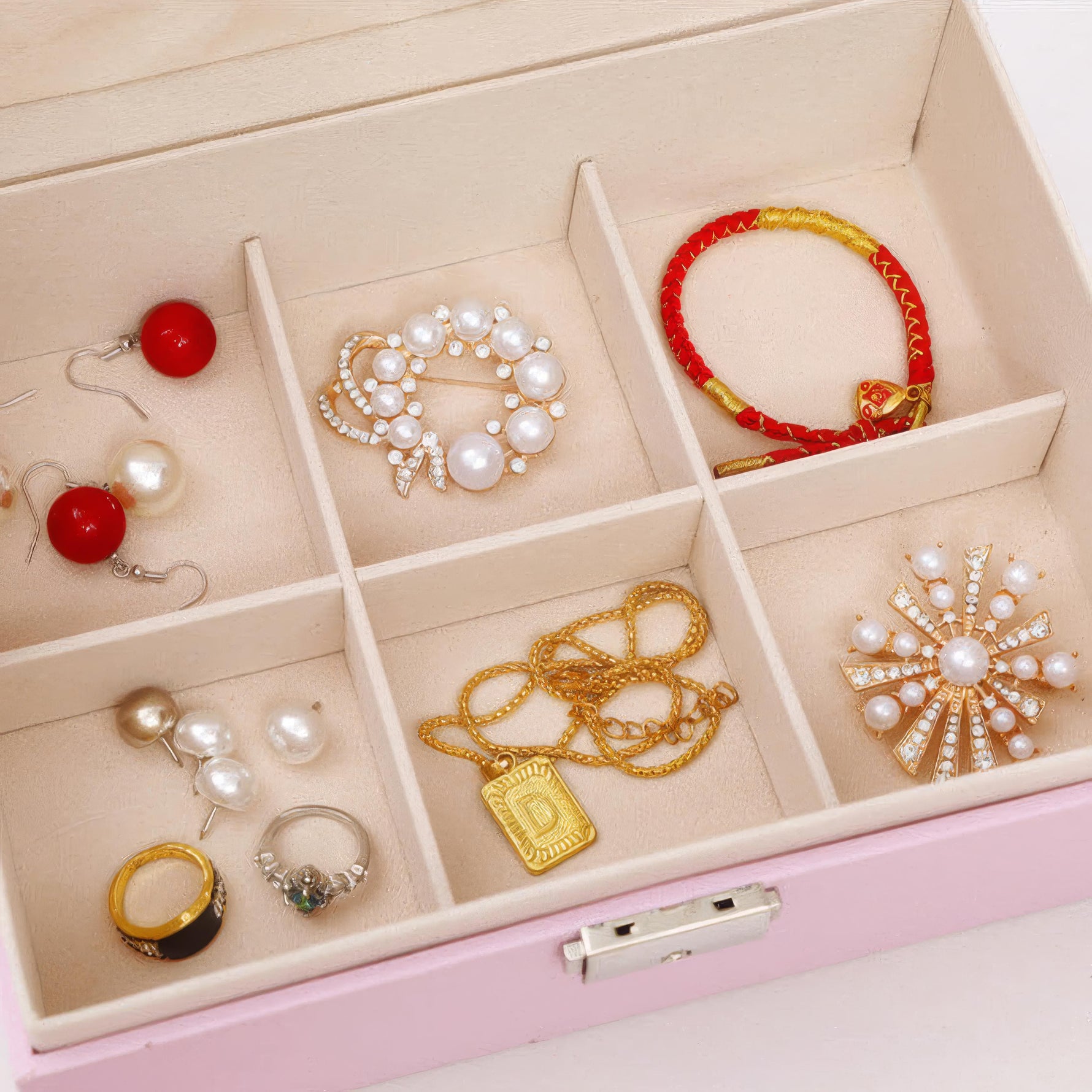 Stylish jewelry box with two spacious compartments