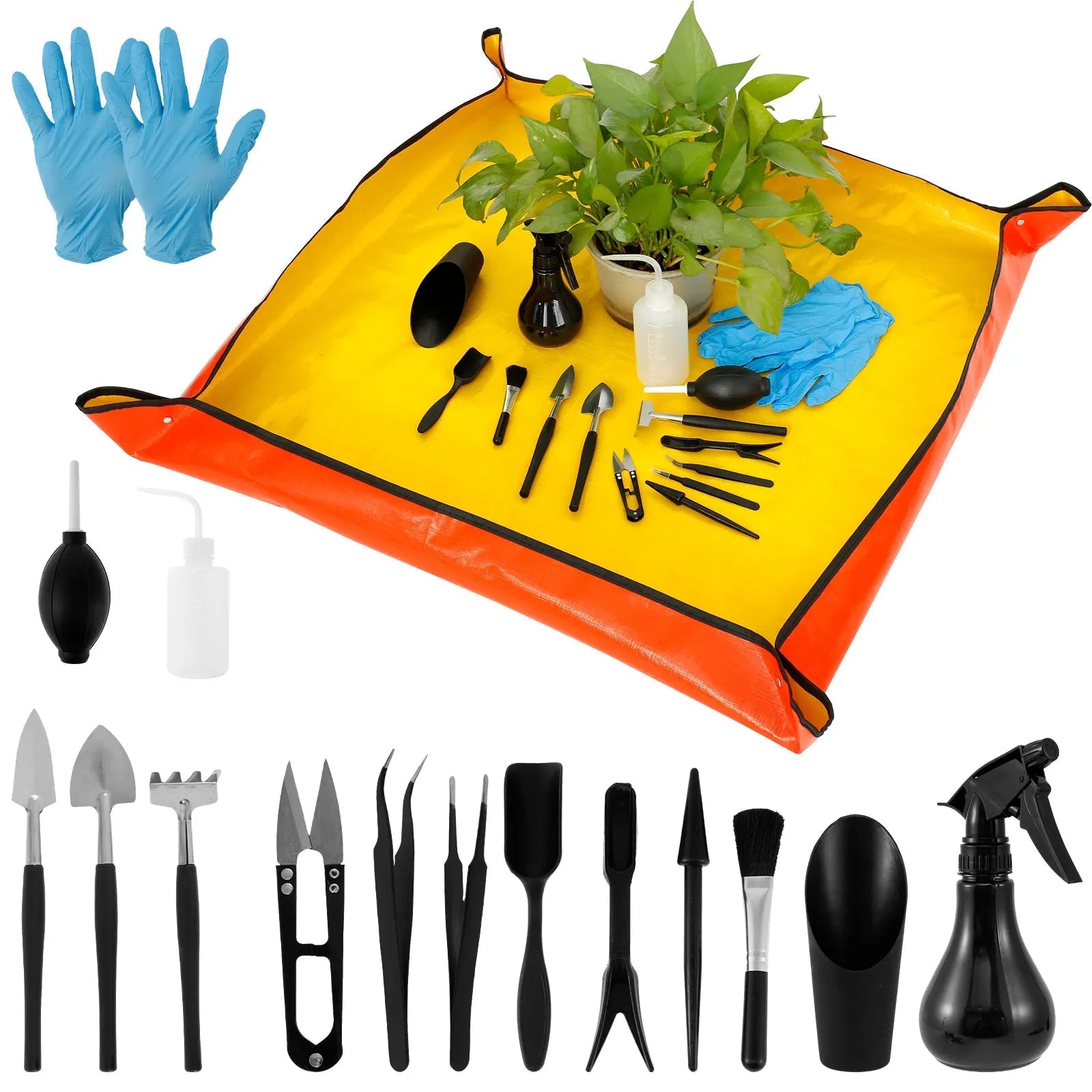 KleinGarten Profi-Werkzeugset | 13 oder 16 Teile | Inklusive Umtopfunterlage für Sukkulenten & Bonsai