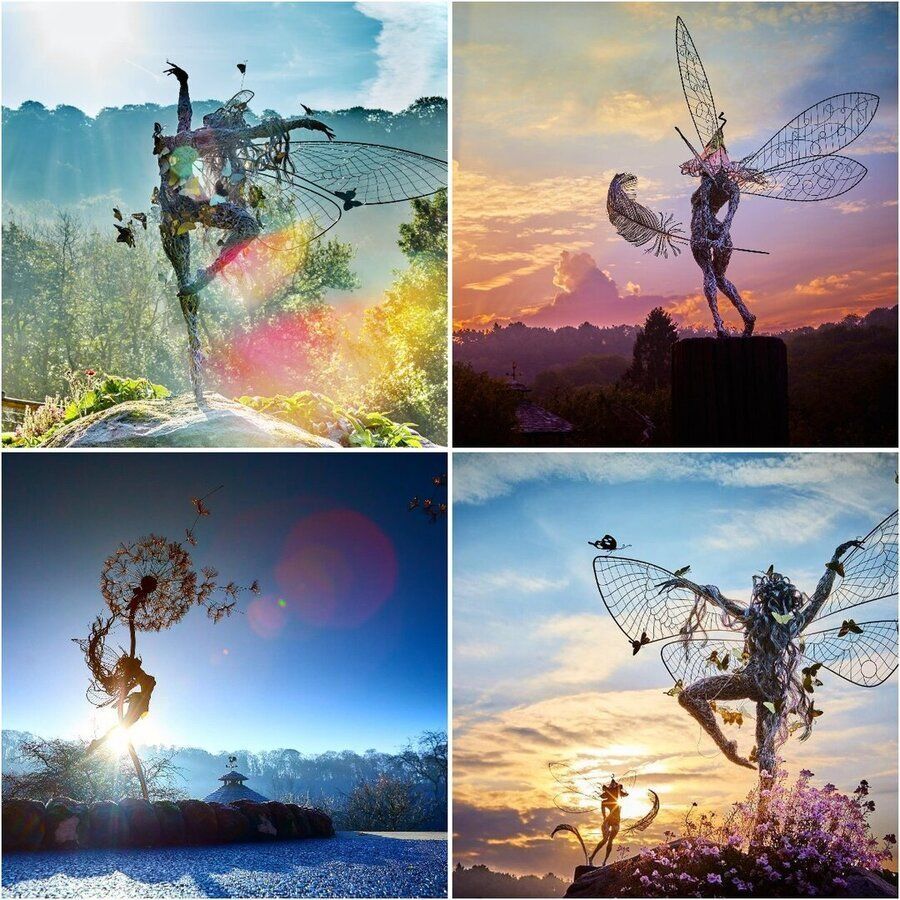 Handgefertigte Metallgartenfiguren für zauberhafte Akzente