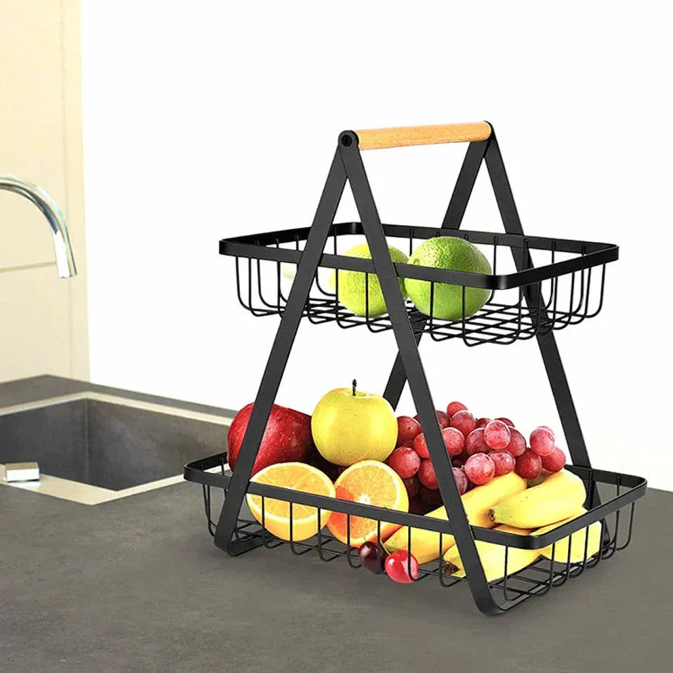 Two-Tier Metal Fruit Basket