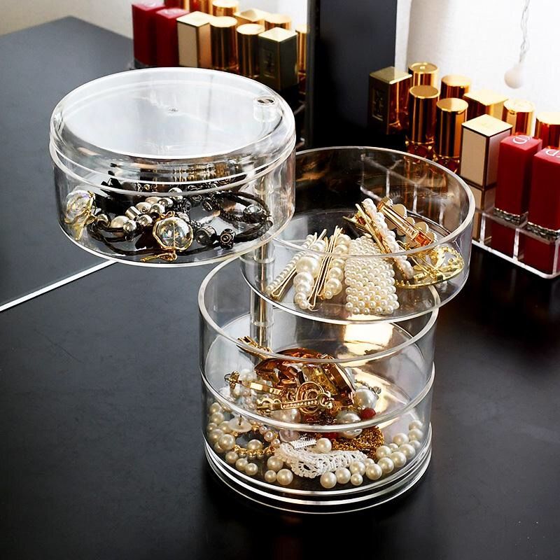 Elegant Rotatable Jewelry Storage with 4 Compartments