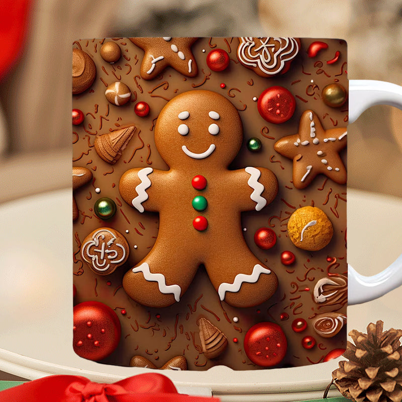 Verspielte 3D Weihnachtskeramik-Tasse für festliche Momente