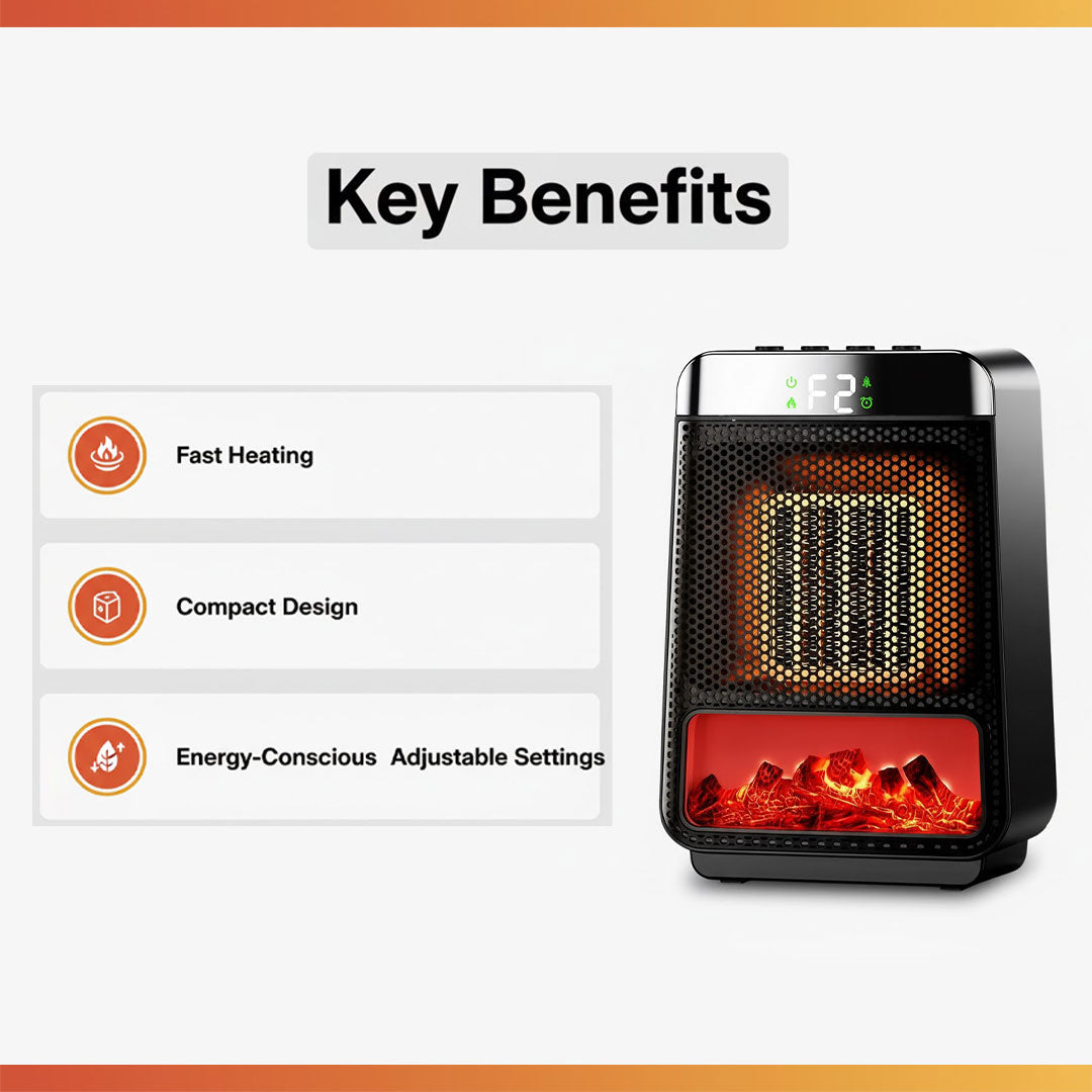 Compact wall heater with ceramic element for cozy warmth