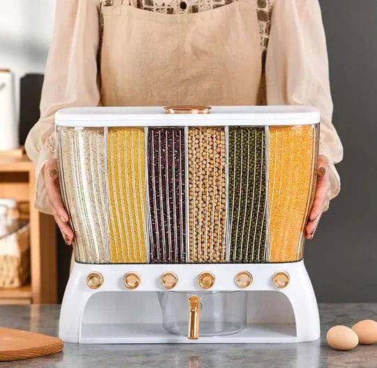 Cereal Dispenser with 6 Compartments - Storage Organizer