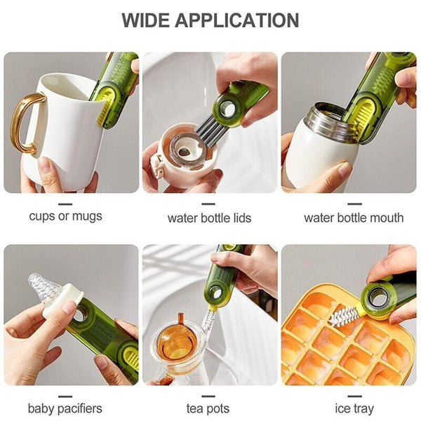 Multifunctional Bottle Cleaning Brush with 3 Heads