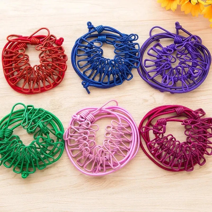 Flexible Laundry Holder with 12 Clips for Travel and Home