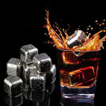Reusable Stainless Steel Ice Cubes with Silicone Tongs - Set (8)