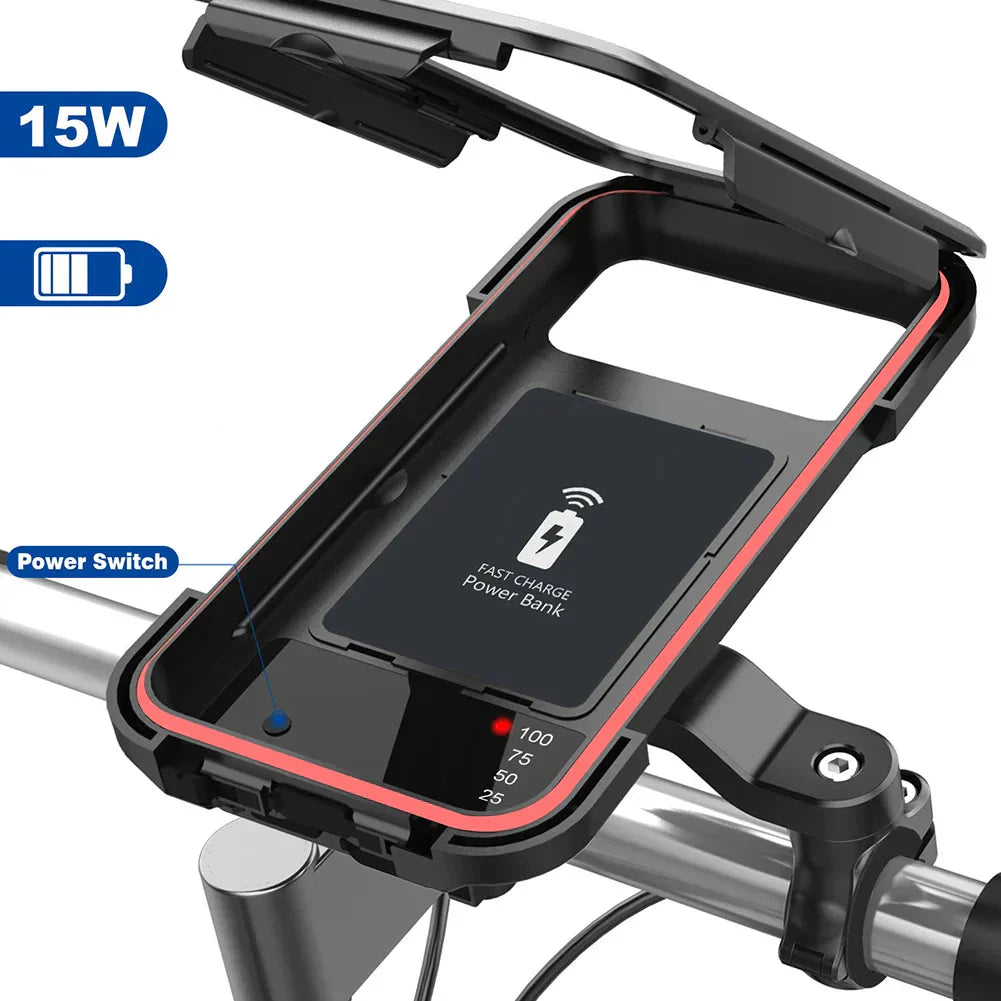 Wasserdichte Halterung mit 15W USB-Ladefunktion für Fahrräder