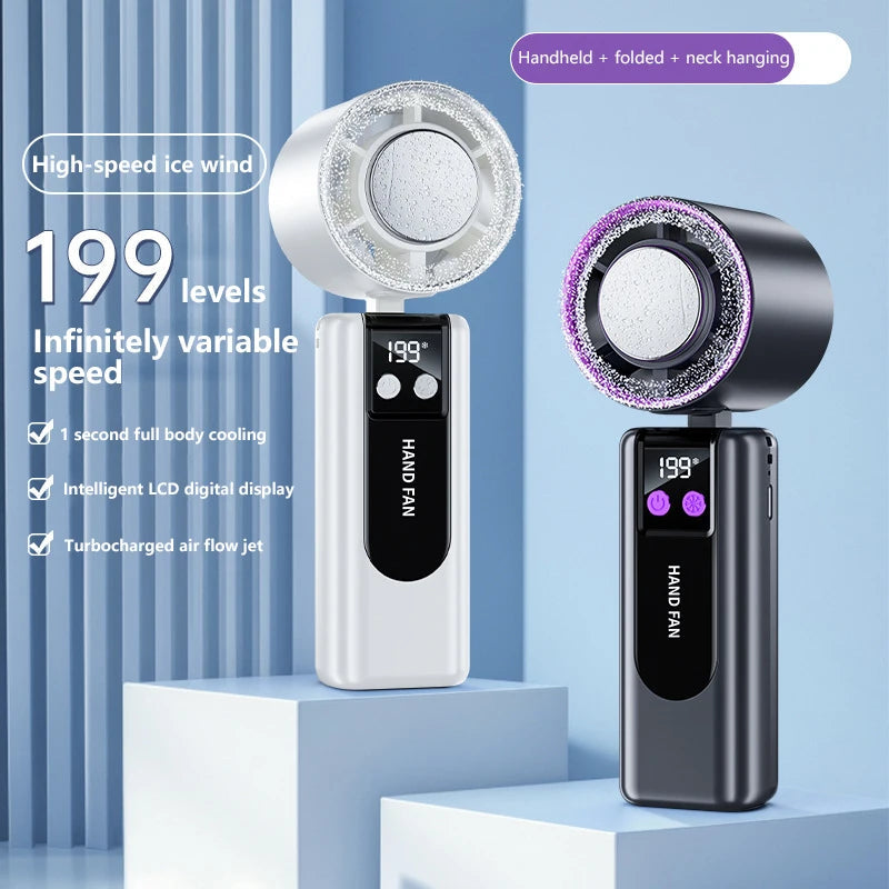 CoolBreeze Handventilator mit Kühlfunktion | USB-betrieben | Digitalanzeige | 3 Geschwindigkeitsmodi