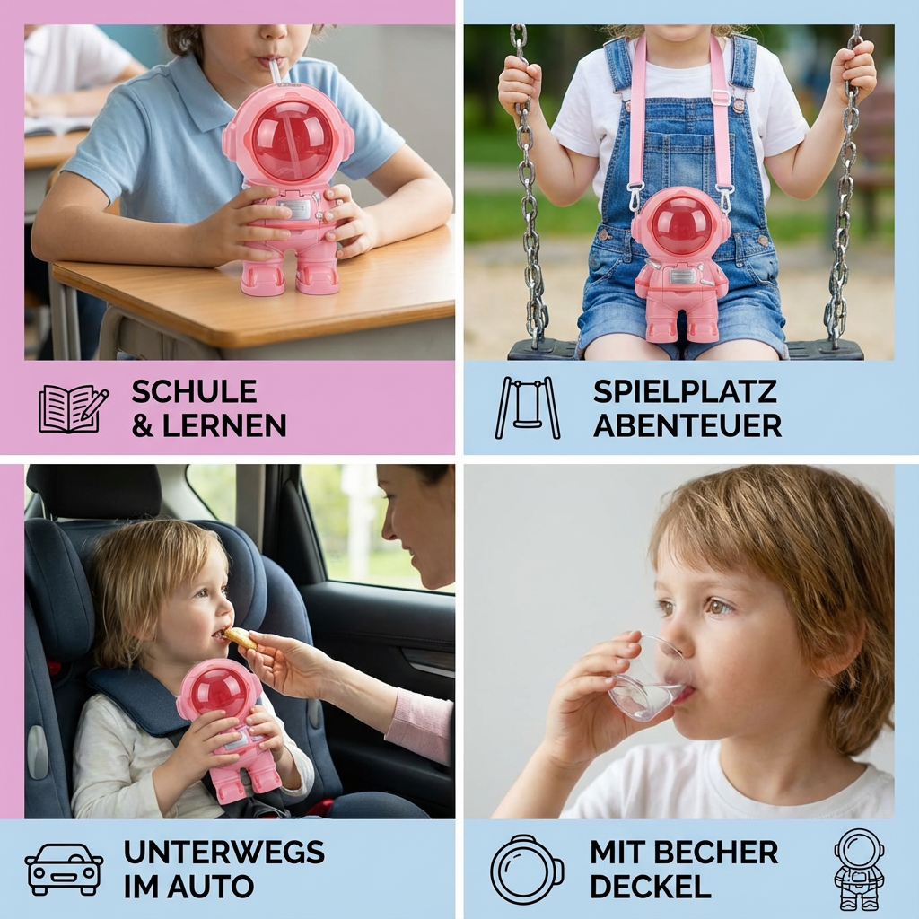 Astronaut-themed water bottle for children