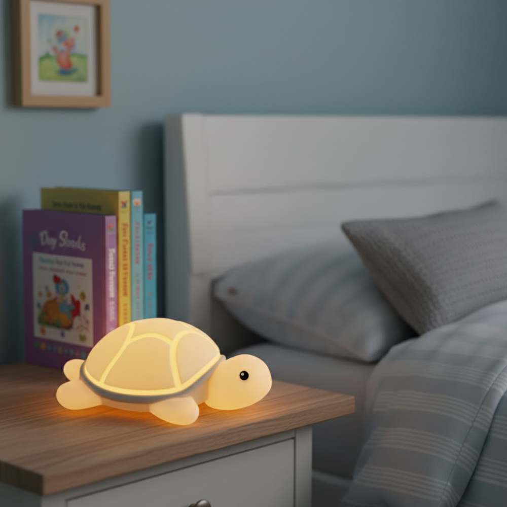 Niedliche Schildkröte LED Nachtlampe mit Farbwechsel – USB-C aufladbare Silikonlampe für Kinderzimmer