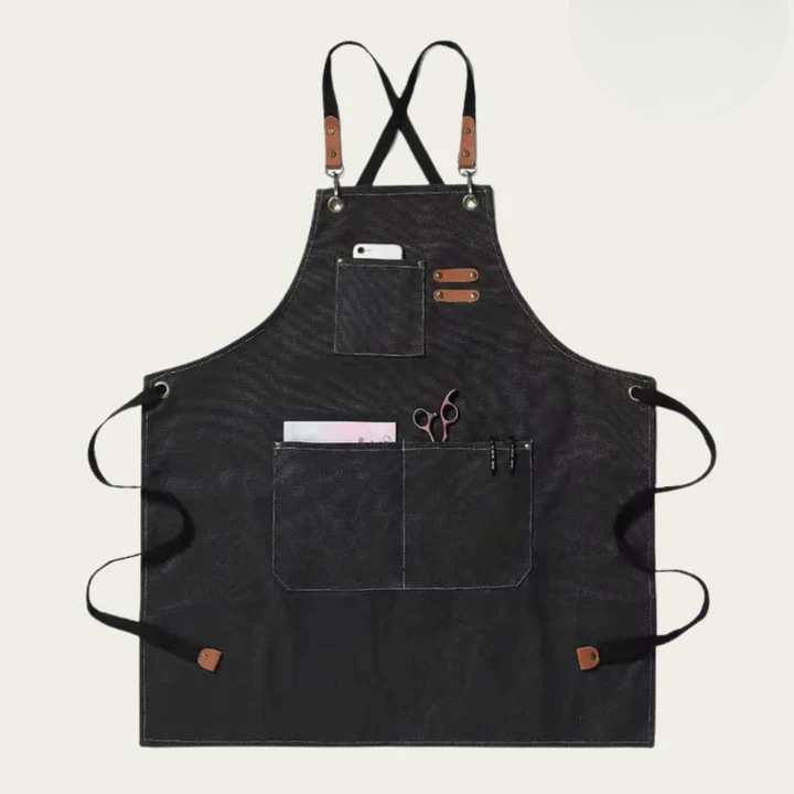 Robuster Canvas-Schürze mit Kreuzträgern und vielseitigen Taschen