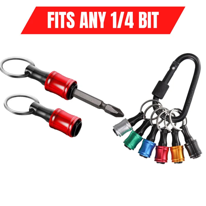 Practical carabiner for 1/4" hex screwdriver bits