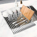 Space-saving stainless steel rolling shelf for the kitchen