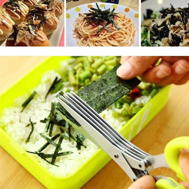 Multifunctional 5-Blade Stainless Steel Kitchen Scissors