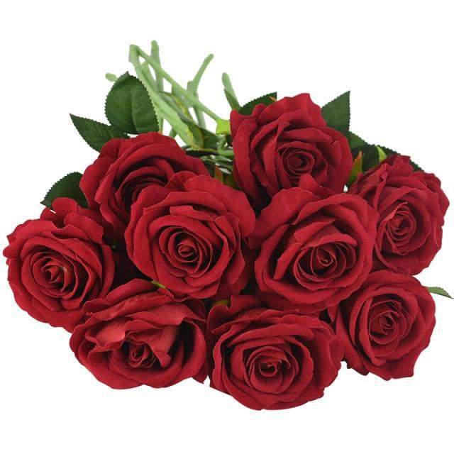 10-piece set of elegant silk roses for any occasion