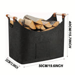 Elegant Foldable Wood and Felt Storage Box 55 Liters with Leather Accents