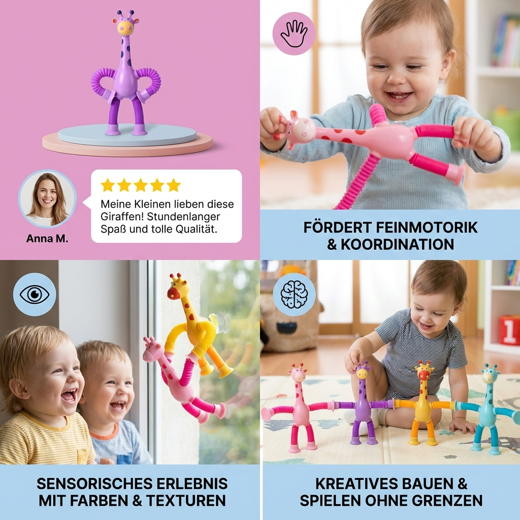 Baby Toy with Suction Cup – Giraffe for Sensory Stimulation
