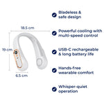 Portable Neck Fan – Hands-Free, Bladeless Cooling – Five Speeds USB-C – For Travel and Office