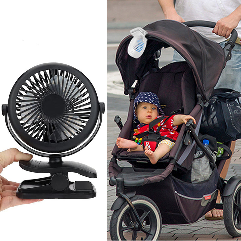 Portable Clip-On Fan with 360° Rotation – USB & Rechargeable Battery