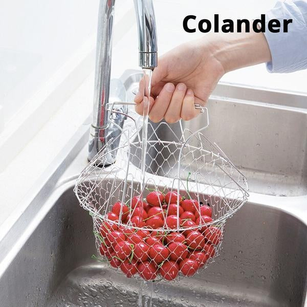 Alleskönner Küchenkorb aus Edelstahl – 12 Funktionen
