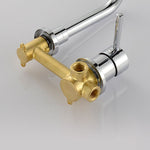 Stainless Steel Bathroom Wall-Mounted Faucet with Swivel Spout