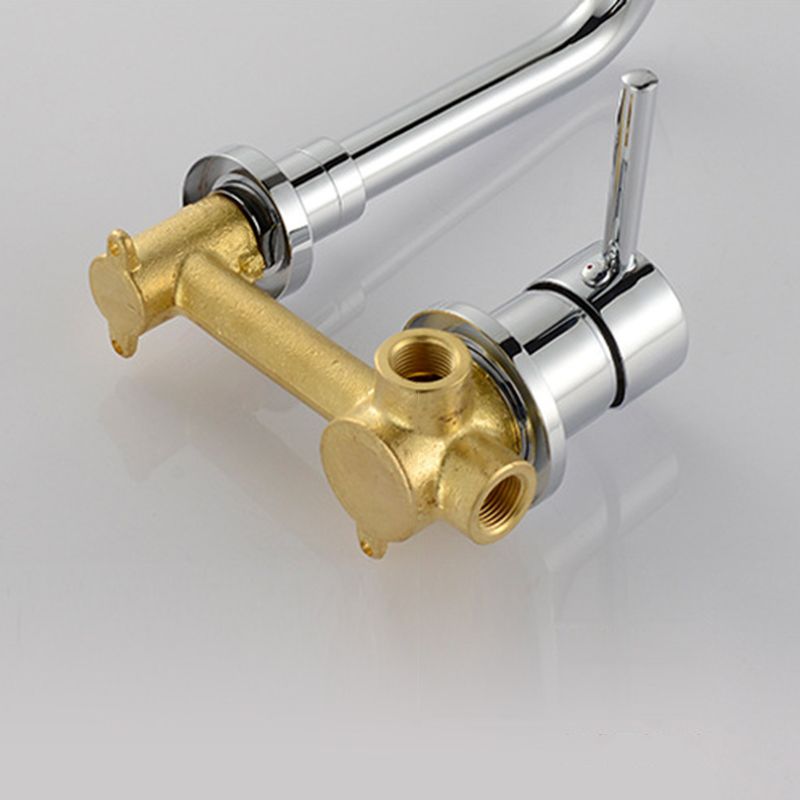 Stainless Steel Bathroom Wall-Mounted Faucet with Swivel Spout
