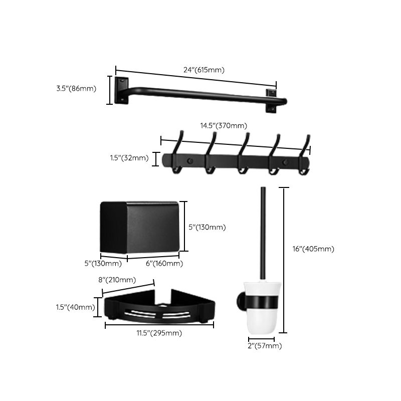 Elegant Bathroom Accessory Set in Matte Black