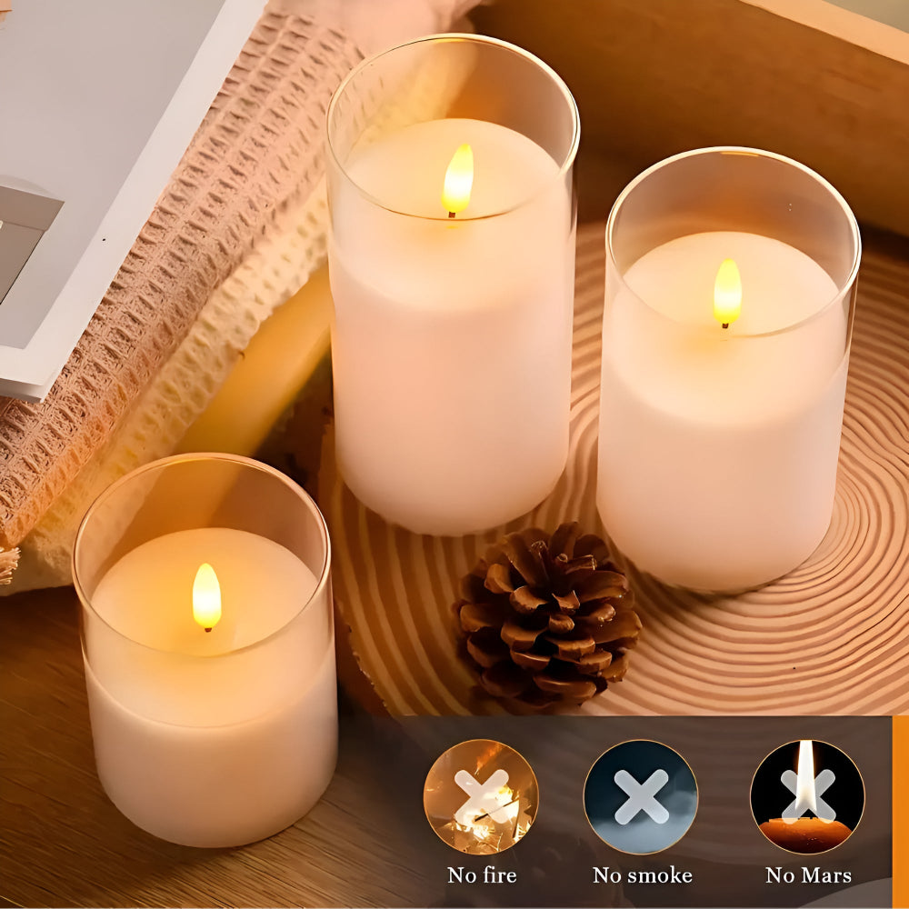 Flameless 3D LED Candles in a Set | LuminaGlow