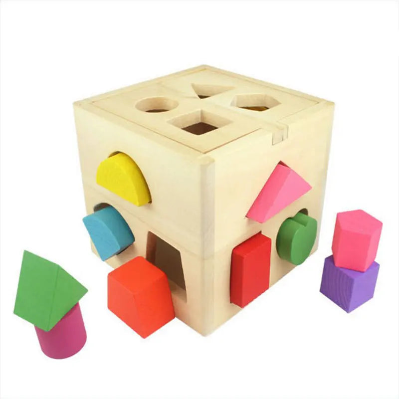 Wooden Cubes for Montessori: Shapes and Colors Learning Toy