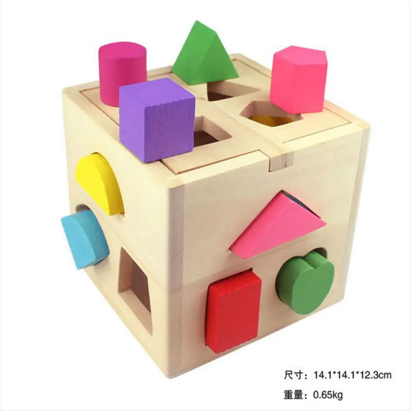 Wooden Cubes for Montessori: Shapes and Colors Learning Toy